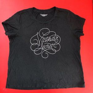 Victoria's Secret  T-shirt black sparkly graphic design women's size L